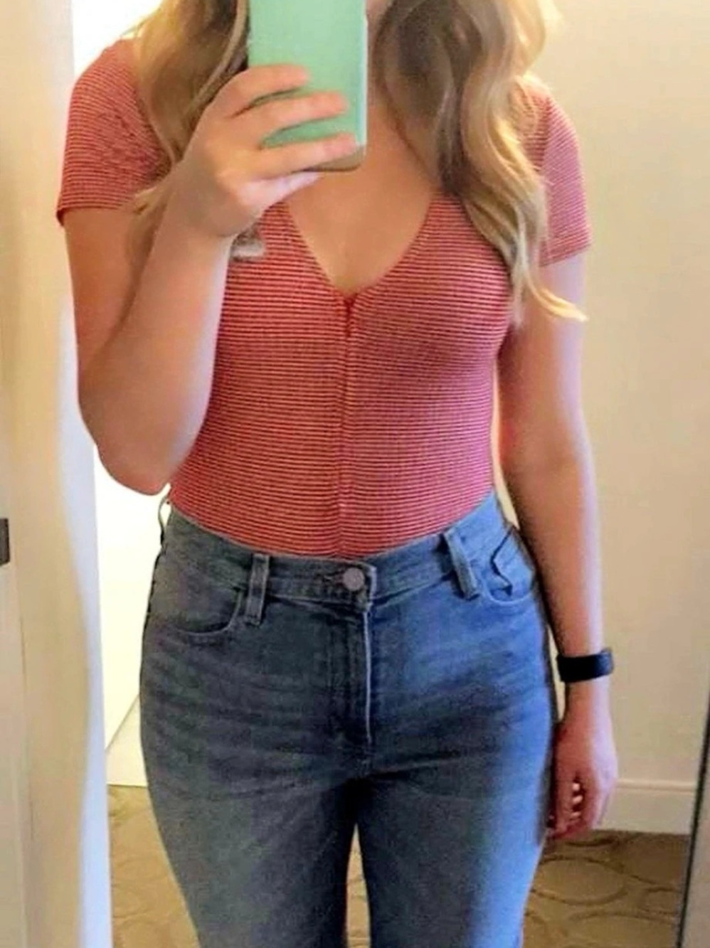 Out From Under Urban Outfitters Striped Zip Bodysuit S